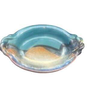 Susan Ammann Taos Twisted Rope Handle Glazed Art Pottery Oval Dish Signed 11”
